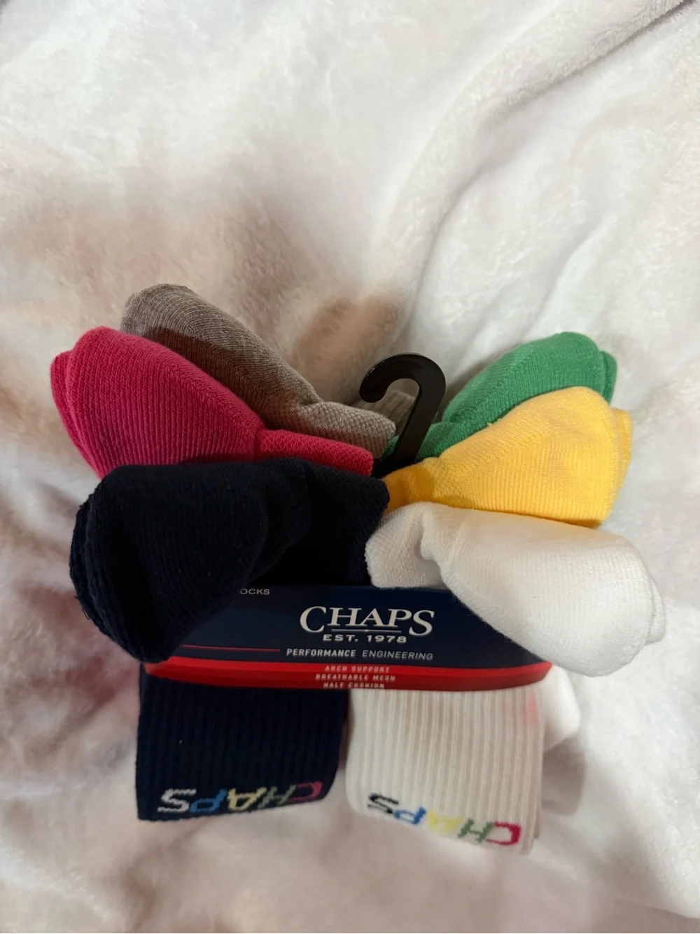 Chaps Men's Crew Socks - Multicolored with Multicolor Logo - Shoe size 10-12